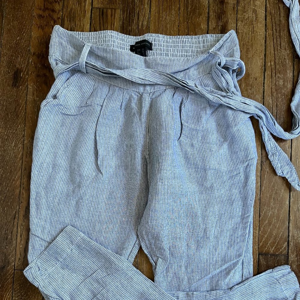 Mango High Waist Tie Around Waist Paper Bag Trousers